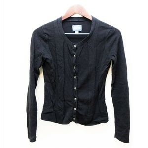 Vera Wang Cardigan Button Front Black
